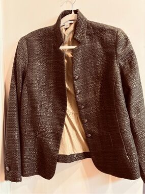 Coldwater Creek Green/gold fleck  Tweed Button-Front Blazer